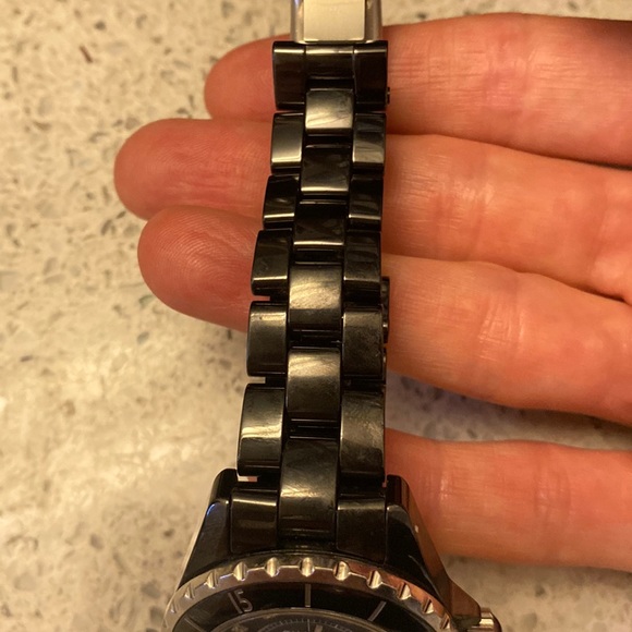 Chanel Diamond steel black watch 6” wrist J12 & Magazine  by Chanel - Picture 7 of 14